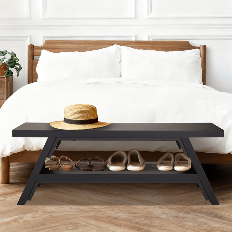 Banc de rangement pour chaussures, H 17,72 po x l 47,24 po x P 11,61 po, Noir