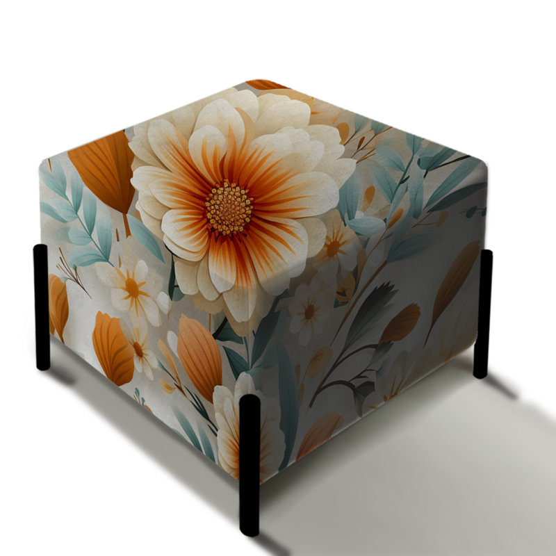 Repose-pieds orange avec coquelicots orange Garden Serenety
