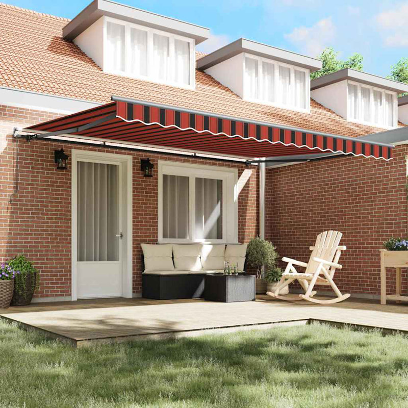 Retractable Awning, Orange/Brown/Anthracite, 450 cm W x 350 cm D