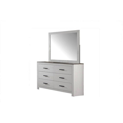 Modern Style 1Pc Dresser Two Tone Design Sleek Handles Bar Handles Six Drawers White Finish Bedroom Furniture
