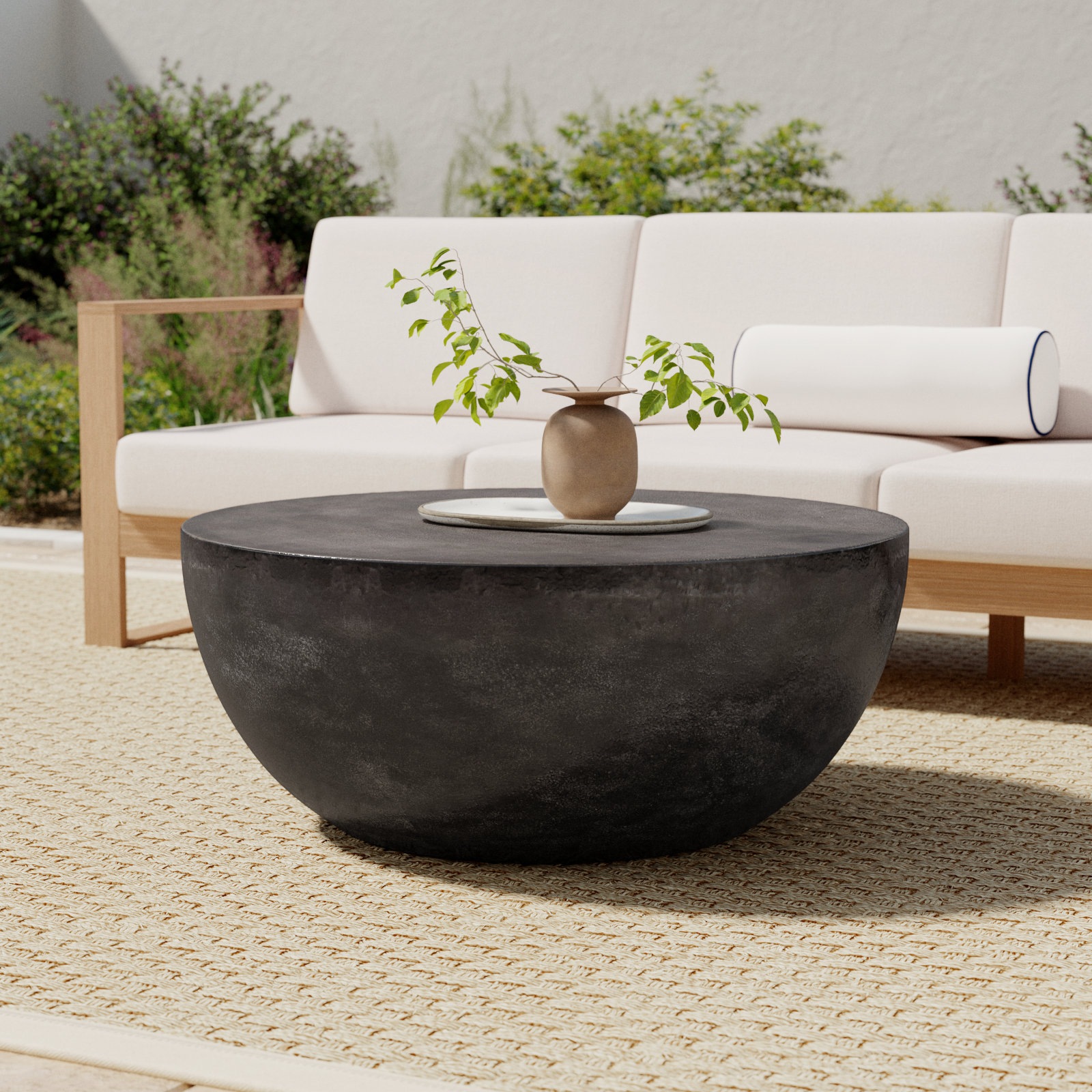 36'' Metal Outdoor Coffee Table, Black