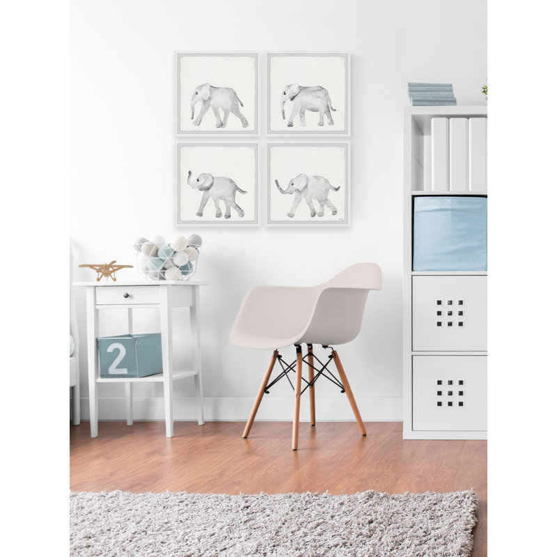 «Mize Baby Elephant exercise», ensemble de 4 reproductions encadrées, H 12 po x l 12 po x P 1,5 po