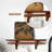 French Retro Kitchen Shelf With Hooks | Solid Cherry Wood Wall Mounted Display Board-1229159455