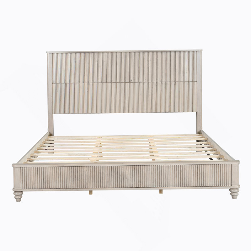 Ensemble de chambre à coucher 3 pièces avec lit et 2 tables de chevet, Beige, King