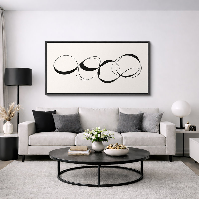Abstrait noir et blanc, lignes courbes, très grandes photos, impression sur toile encadrée, Noir