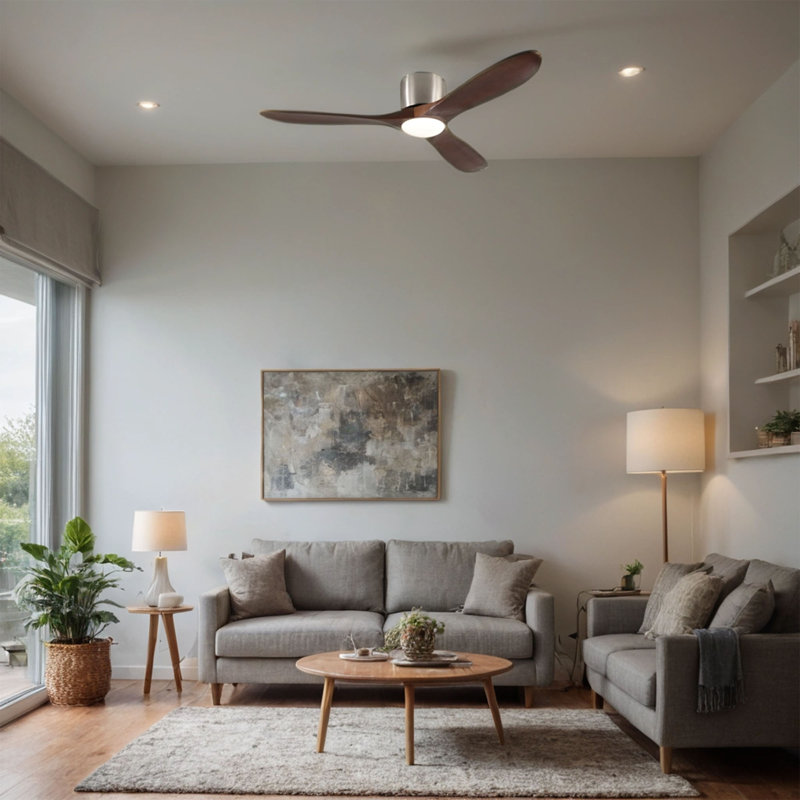 Ventilateur de plafond AeroLuxe Farmhouse Elegance avec pales en bois massif et moteur à courant continu réversible