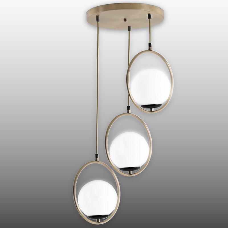 Adjustable Height 3 Lights Globe Cluster Pendant, White