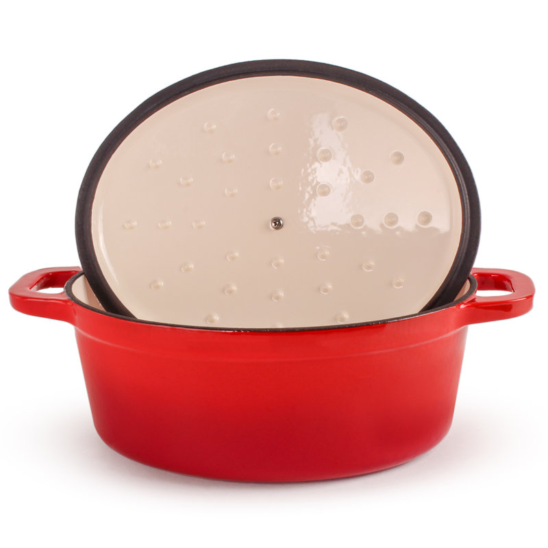 Neo Red Enameled Cast Iron Oval Dutch Oven Set, 5qt & 7qt