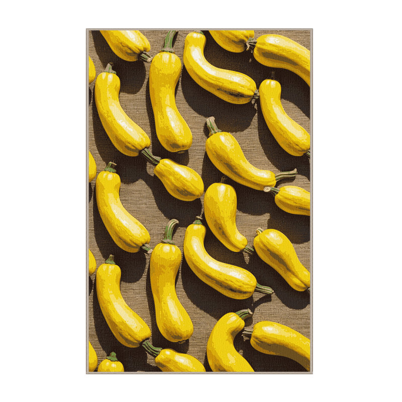  Tapis jaune lavable et lavable, Rectangle 7 pi x 10 pi