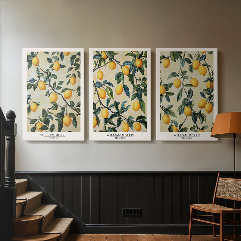 Série de pièces de la collection DCxxvm 3 de Wm Morris - Toile tendue sur mesure - 3 pièces, H 60 po x l 120 po