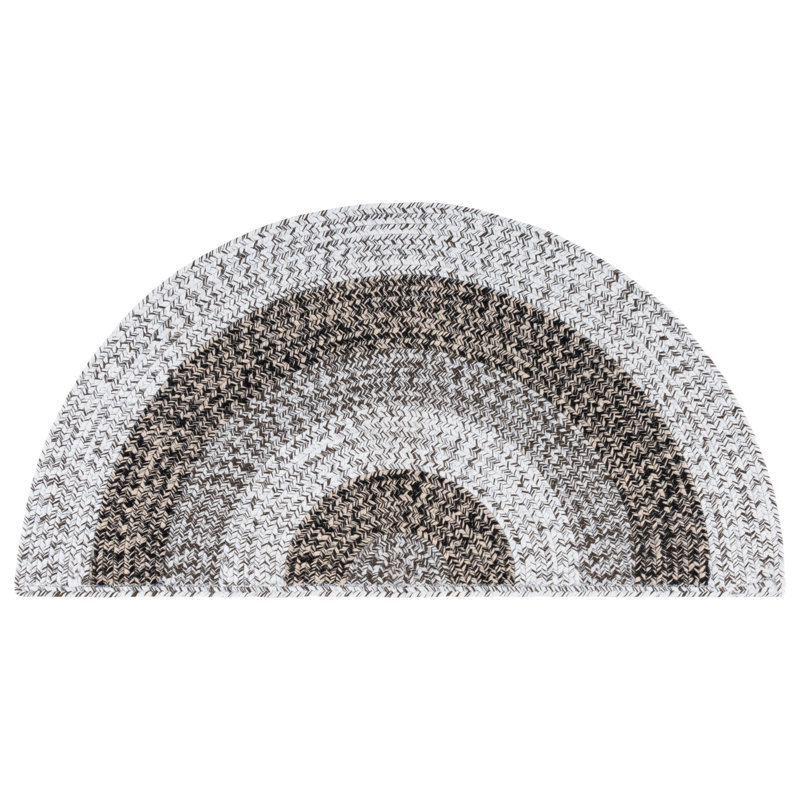 Burgan Woven Performance Machine Washable Performance Chevron Indoor/Outdoor Area Rug, Half-circle 2' x 4'