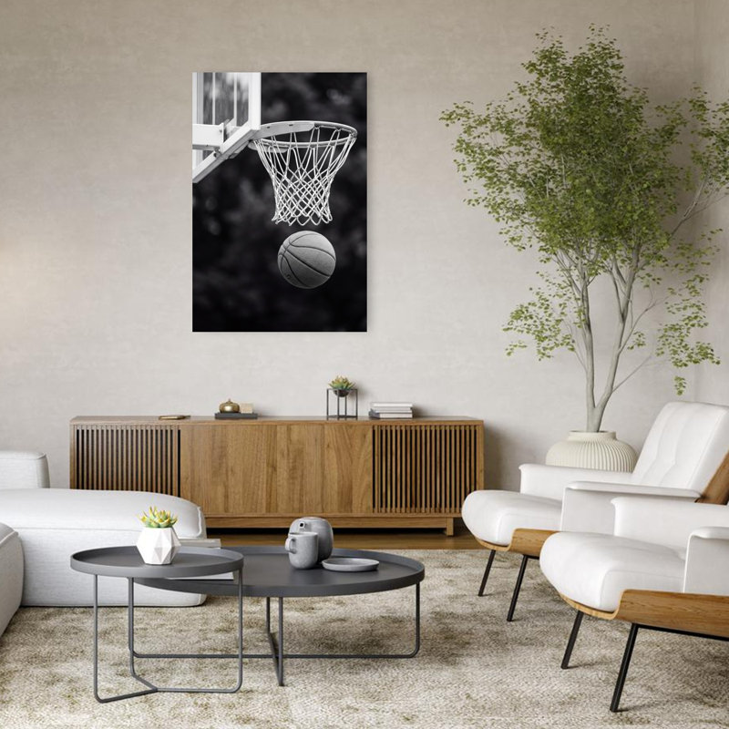 Basketball Hoop Shot, art mural contemporain, H 48 po x l 32 po