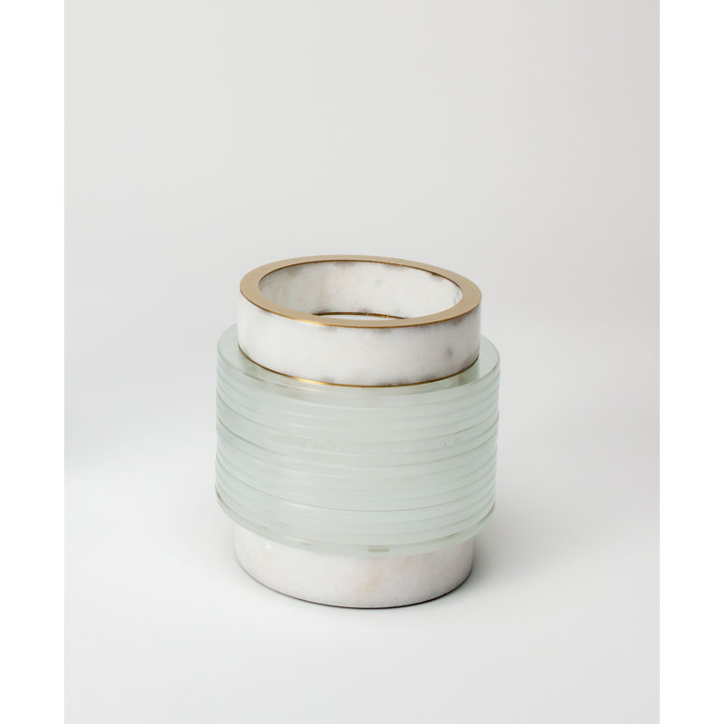 Stone Table Vase, 6" H x 5.5" W x 5.5" D