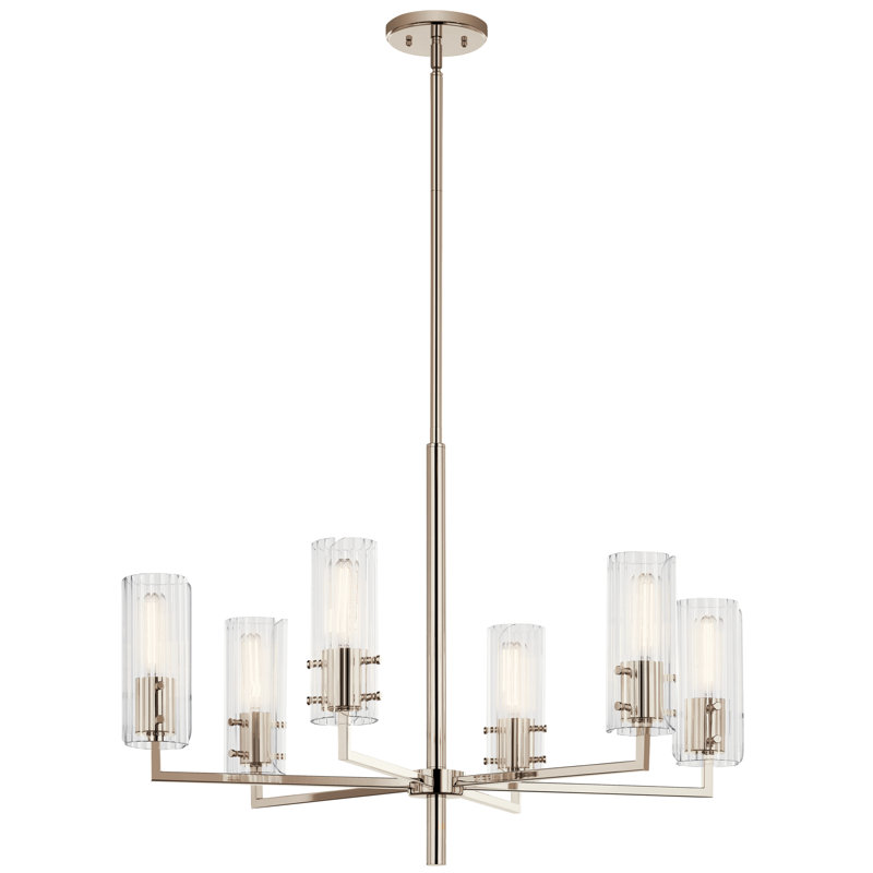 Lustre 6 lumières 30,25 po, Nickel poli