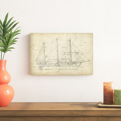 «Sailboat Blueprint II», reproduction d'art sur toile