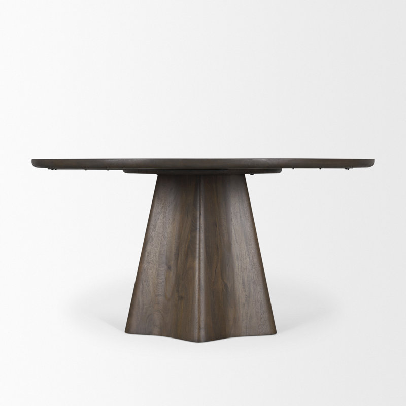Hosmer Solid Mango Wood Round Dining Table, 30"H x 60"L x 60"W, Dark Brown