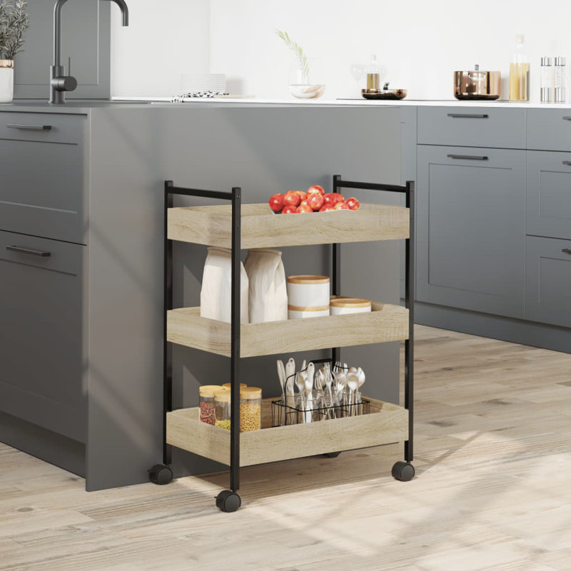 Watsonville Metal Bar Cart, Sonoma Oak