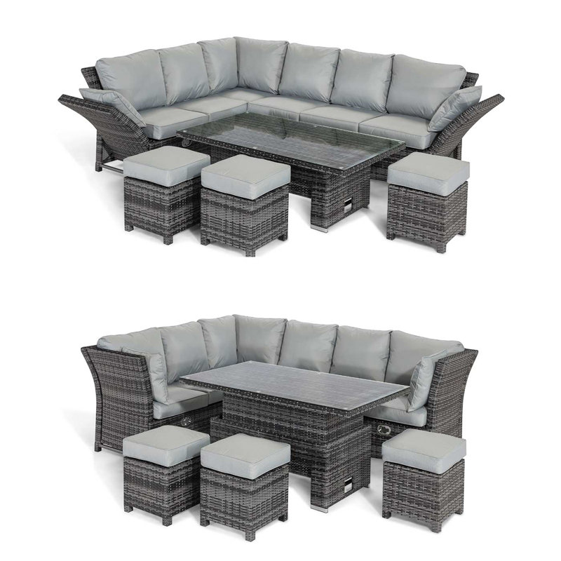 Defiance Rattan Corner Dining Set - with Rising Table, Grey