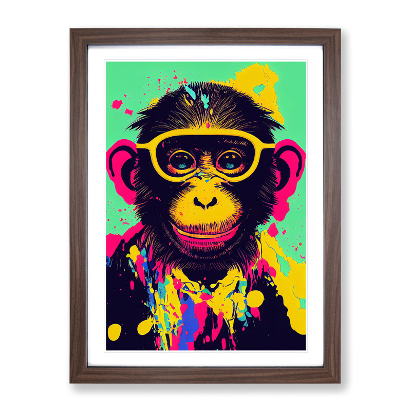 Monkey Paint Splash No.1 - Framed Print, 34cm H x 25cm W, Brown