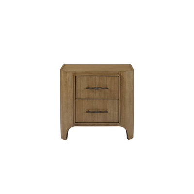 Table de chevet 2 tiroirs, l 28 po x P 18,5 po x H 26 po, bois massif et panneau de fibres à densité moyenne, 1 pièce, mobilier de chambre à coucher, finition brun clair