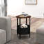  2 Pcs Round End Table With Felt Storage Basket Sturdy Metal Frame For Bedroom