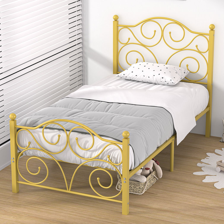 Auxter 38" Metal Platform Bed Frame with Parisian Style Headboard and Footboard, Heavy-duty Slats Support, Under Bed Storage, No Box Spring Needed