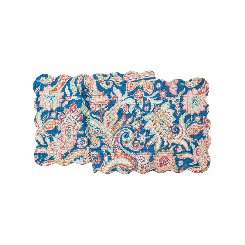 Bakken Paisley Reversible Stripes Table 14" X 51" Cotton Machine Washable Table Runner