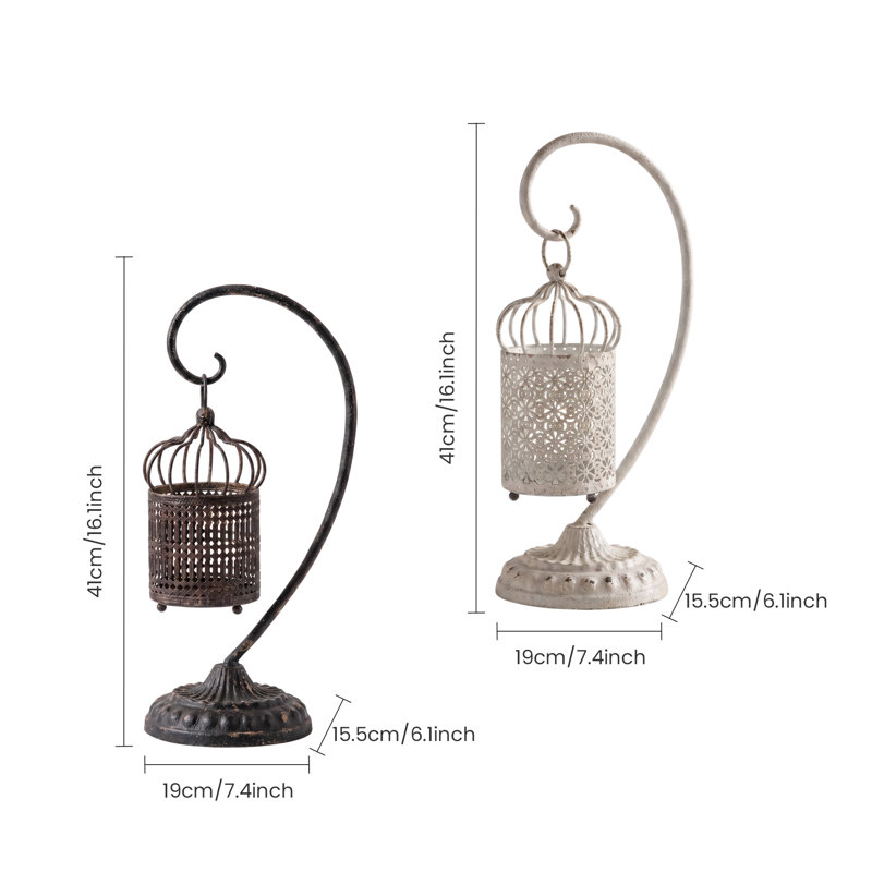 Porte-bougie à volutes en métal avec lanterne à volutes pour console et table de salle à manger, Black