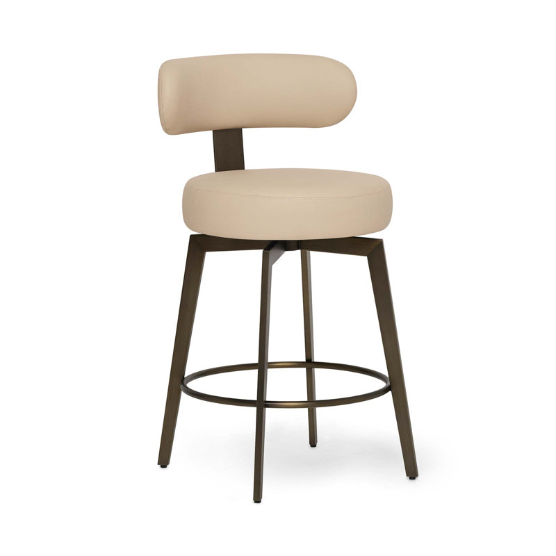 Clermont Stool, Counter Stool (25" Seat Height), Cream Latte Seat/Antique Bronze Frame
