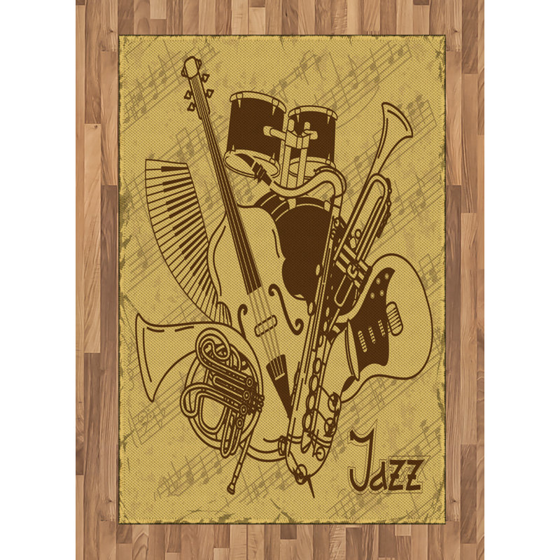 Jazz Retro High Density Long Fiber Poly Threads Decorative Area Rug Carpet, Rectangle 4' x 5'8"
