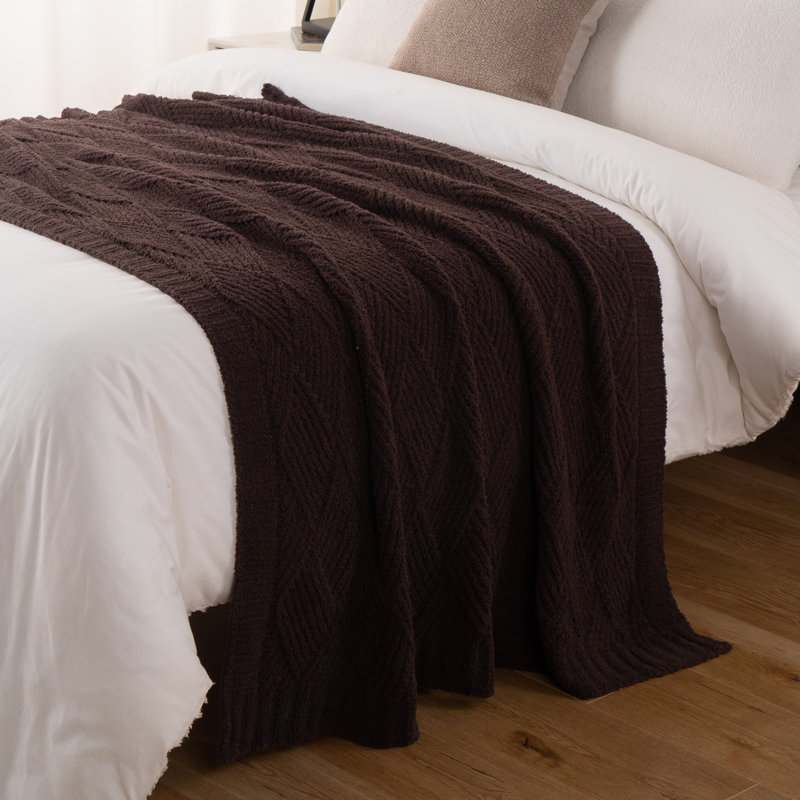 Couverture douce en peluche texturée, 50 po x 60 po, Brun