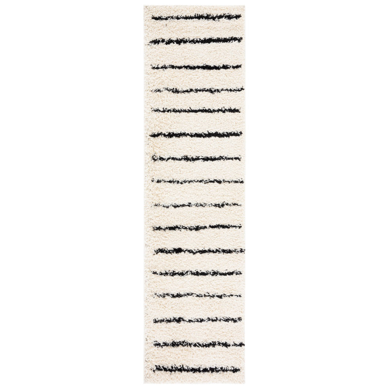 Chandless Striped Ivory/Black Area Rug, Runner 2'2" x 8'