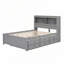 Lit en bois avec tablettes de rangement, tiroirs et lit gigogne-1350539807