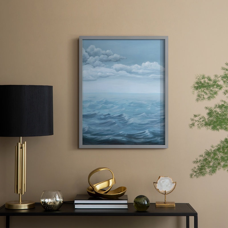 «Roiling Sea I», reproduction encadrée - bois massif, H 11 po x l 9 po, Gris