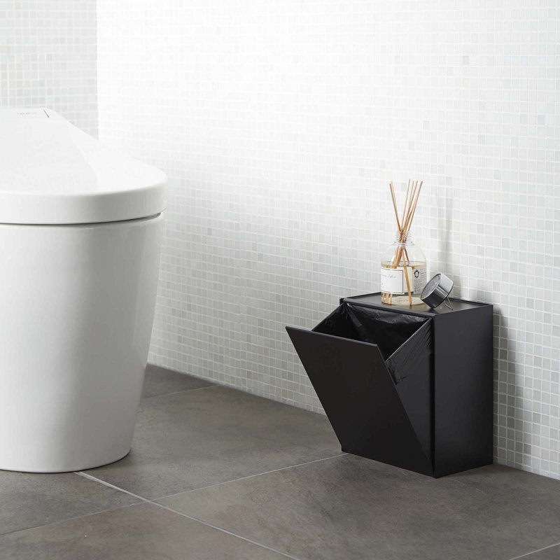 Black Wall-Mounted Plastic Storage and Trash Bin