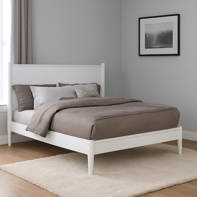 Lit plateforme en bois blanc Mid-Century Eastern King