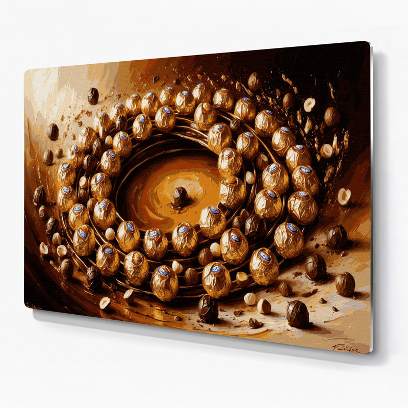 Desserts Ferrero Rocher, art mural en métal rouge, H 11 po x l 14 po