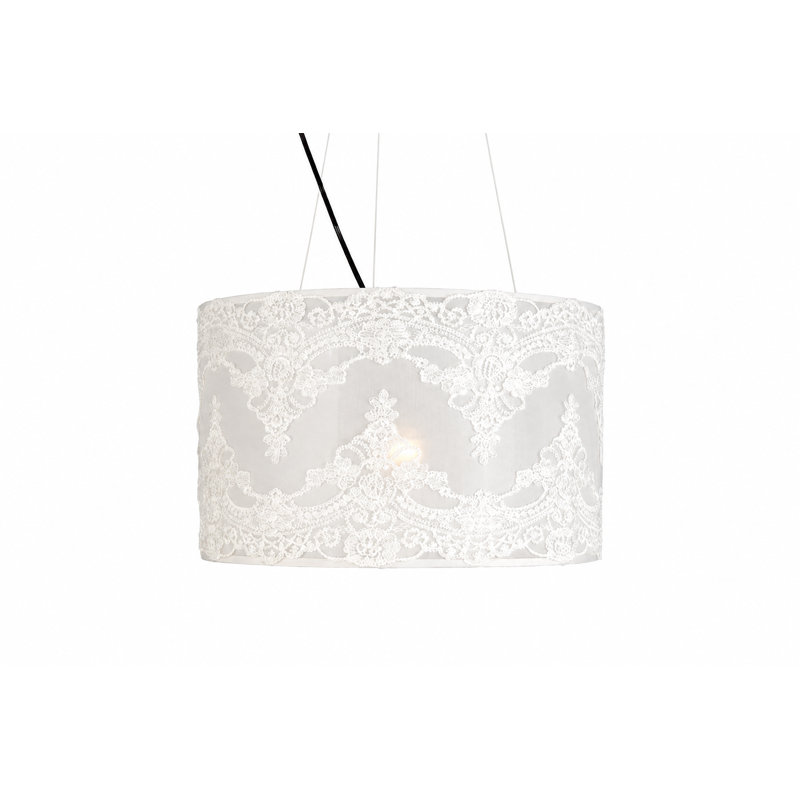 Transitional 3-Light Chrome Chandlier With A White Shade