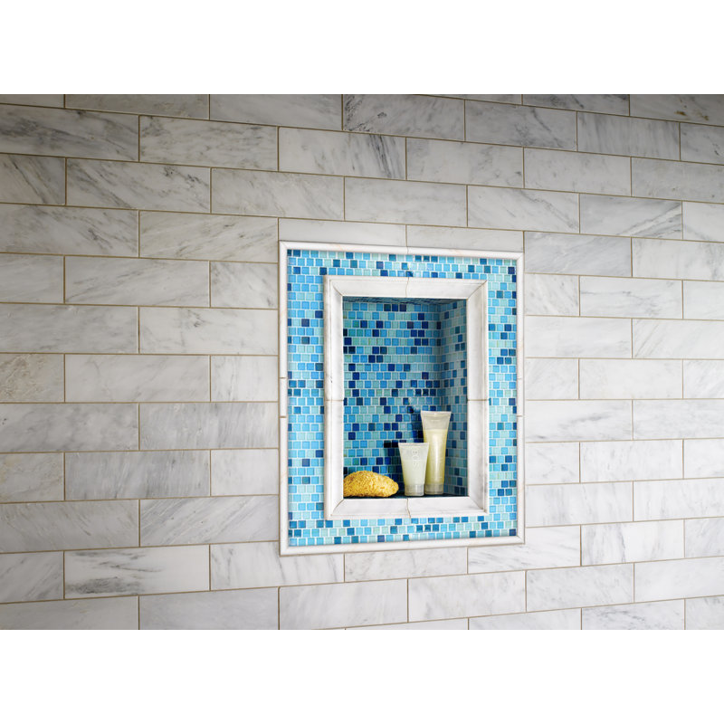 Calabria Frost 0.75 in. x 12 in. Polished Marble Pencil Liner Tile Trim