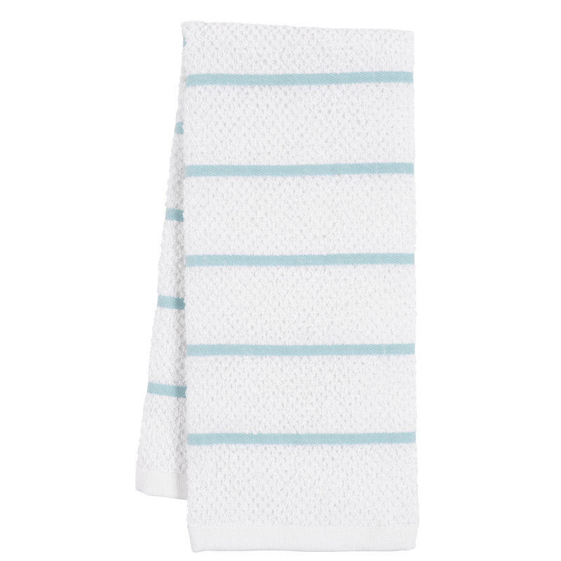 Aqua and White Cotton Terry Kitchen Towel Set, 6 Pieces