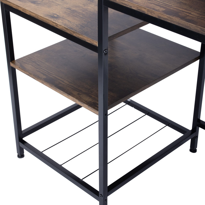 Metal Base Computer Desk with Power Outlet