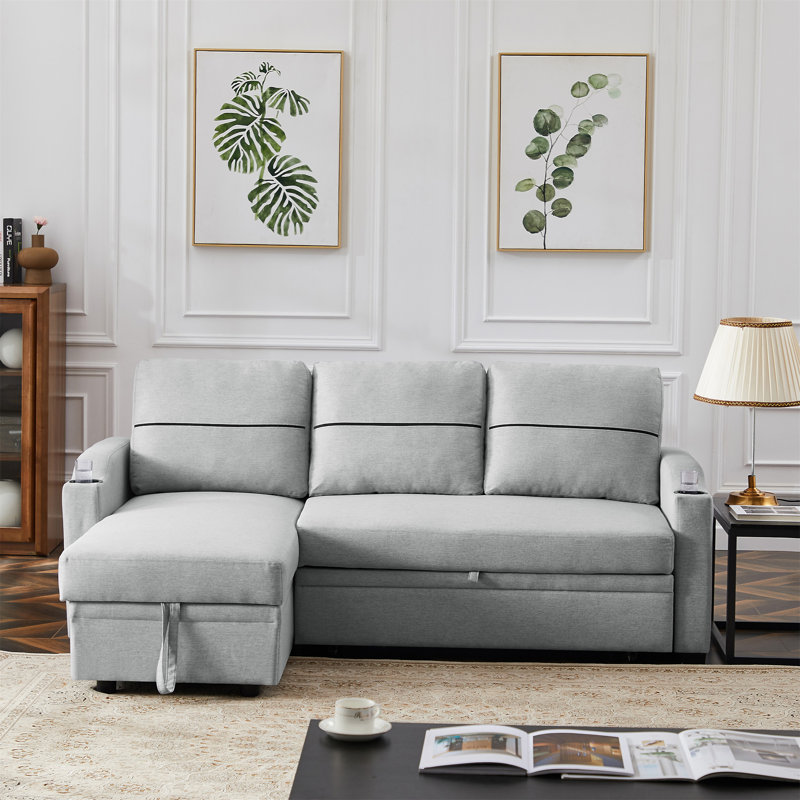 9191 Pull-Out Storage Sofa, Gray
