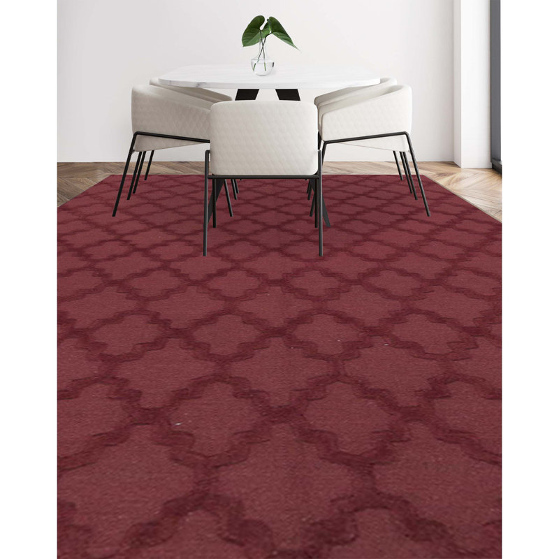 Wool Geometric Area Rug in Rust, Rectangle 5'9" x 8'9"