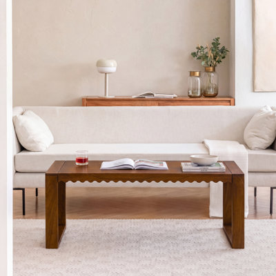 Leidesdorff 48" Solid Wood Rectangular Coffee Table with Scalloped Edges