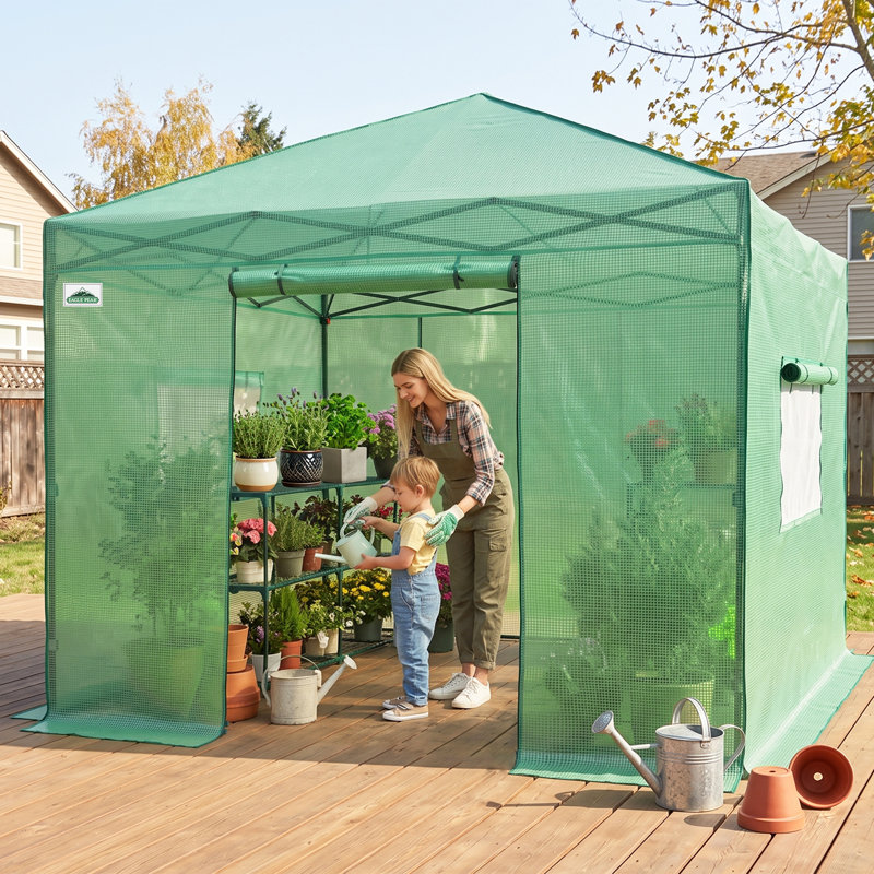 Pop Up Greenhouses 10' x 10' Pop-Up Hobby Greenhouse, Green