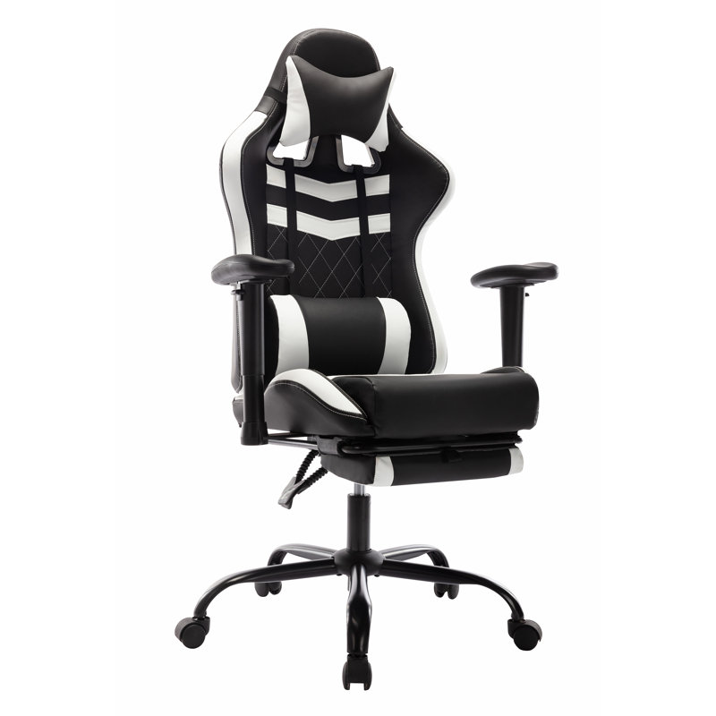 Fauteuil de jeu réglable Gustava, Similicuir blanc / noir