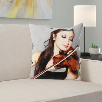 Solo Violinist Throw Pillow