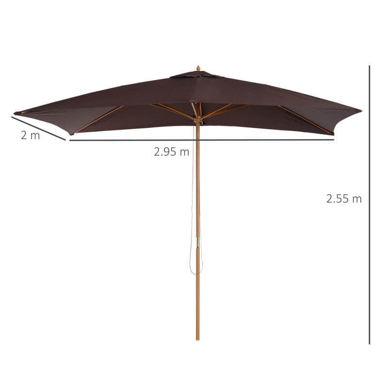 200cm X 295cm Rectangular Market Parasol, Coffee