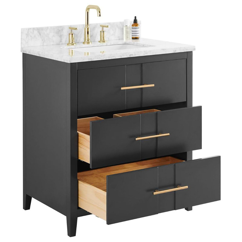 30 in. Single Vanity, Black, Gold