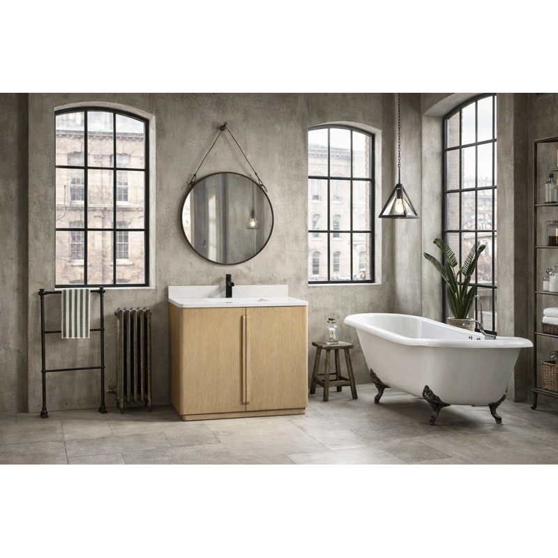 Bueche 36'' Single Bathroom Vanity With Engineered Quartz Top